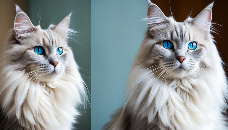 gato de ojos azules de pelo largo